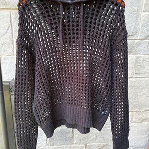 James Perse Black Open-Knit Women's Sweater
